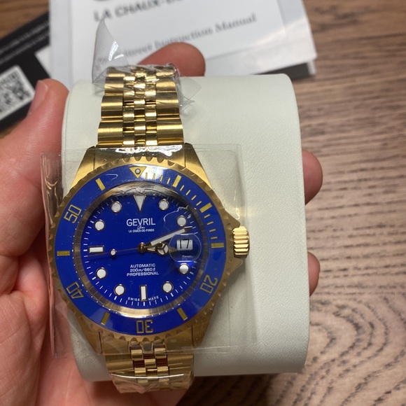 Men's Wall Street Gold-Tone Ion Plating Swiss Automatic Bracelet Watch 43 mm - Picture 6 of 8